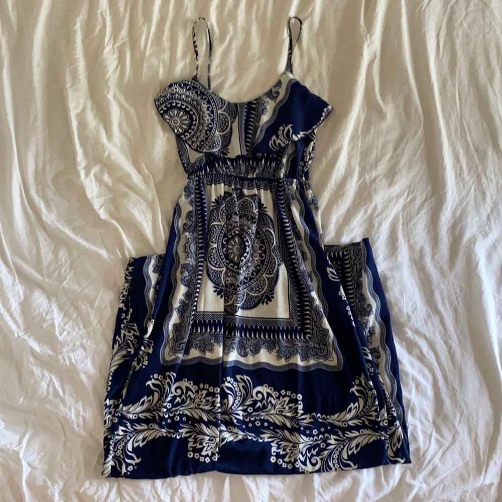 Blue and White Summer Maxi Dress Size S